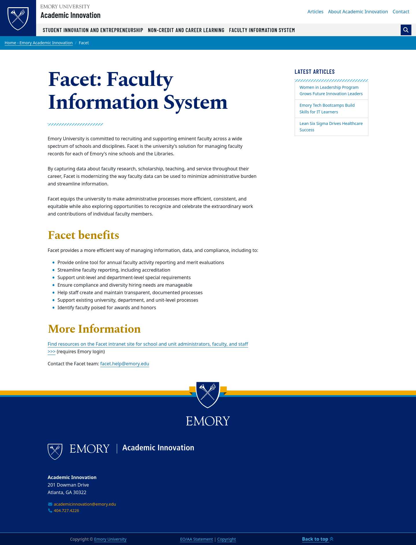 Facet: Faculty Information System